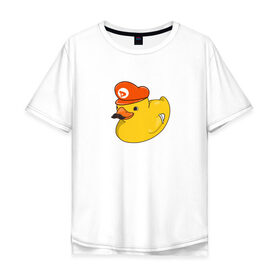 Мужская футболка хлопок Oversize с принтом DUCKrio , 100% хлопок | свободный крой, круглый ворот, “спинка” длиннее передней части | duck | duckpack | game | gamer | желтый | игра | марио | милый | усы | утенок | утка