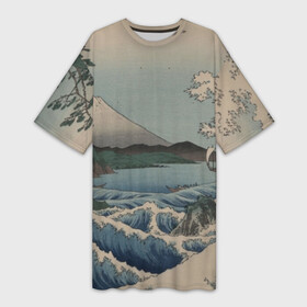 Платье-футболка 3D с принтом Утагава Хиросигэ ,  |  | big | арт | крупные арты | крупные принты | сумаcшедшие арты