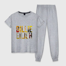 Женская пижама хлопок с принтом Billie Eilish , 100% хлопок | брюки и футболка прямого кроя, без карманов, на брюках мягкая резинка на поясе и по низу штанин | billie eilish | billie eilish bury