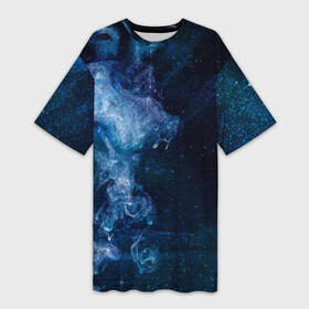 Платье-футболка 3D с принтом Синий космос ,  |  | big | арт | крупные арты | крупные принты | сумаcшедшие арты