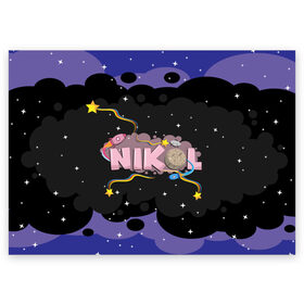 Поздравительная открытка с принтом Nikol space , 100% бумага | плотность бумаги 280 г/м2, матовая, на обратной стороне линовка и место для марки
 | Тематика изображения на принте: nikol | nikolcrazyfamily