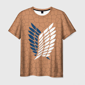 Мужская футболка 3D с принтом Атака Титанов (эмблема) #17 , 100% полиэфир | прямой крой, круглый вырез горловины, длина до линии бедер | 