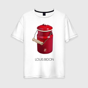 Женская футболка хлопок Oversize с принтом Louis Bidon , 100% хлопок | свободный крой, круглый ворот, спущенный рукав, длина до линии бедер
 | Тематика изображения на принте: антитренд | луи витон