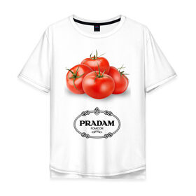 Мужская футболка хлопок Oversize с принтом PRADAM , 100% хлопок | свободный крой, круглый ворот, “спинка” длиннее передней части | антитренд | прада
