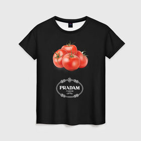 Женская футболка 3D с принтом PRADAM , 100% полиэфир ( синтетическое хлопкоподобное полотно) | прямой крой, круглый вырез горловины, длина до линии бедер | антитренд | прада