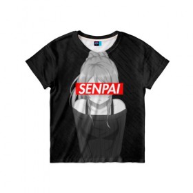 Детская футболка 3D с принтом Anime (Senpai 5) , 100% гипоаллергенный полиэфир | прямой крой, круглый вырез горловины, длина до линии бедер, чуть спущенное плечо, ткань немного тянется | ahegao | anime | manga | sempai | senpai | аниме | ахегао | манга | семпай | сенпай
