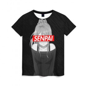 Женская футболка 3D с принтом Anime (Senpai 5) , 100% полиэфир ( синтетическое хлопкоподобное полотно) | прямой крой, круглый вырез горловины, длина до линии бедер | ahegao | anime | manga | sempai | senpai | аниме | ахегао | манга | семпай | сенпай