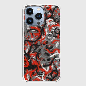 Чехол для iPhone 13 Pro с принтом Сколопендры ,  |  | камуфляж | красный | лапки | милитари | многоножка | насекомые | орнжевый | паттрен | серый | сороконожка | узор