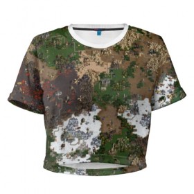 Женская футболка 3D укороченная с принтом Heroes III New Map , 100% полиэстер | круглая горловина, длина футболки до линии талии, рукава с отворотами | heroes | heroes 3 | heroes iii | heroes3 | heroesiii | homm