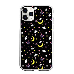 Чехол для iPhone 11 Pro матовый с принтом Sailor Moon Pattern , Силикон |  | Тематика изображения на принте: аниме | детский | зайчик | зая | звезды | кролик | луна в матроске | матросска | месяц | милота | милый | небо | паттерн | сейлор мун | черный