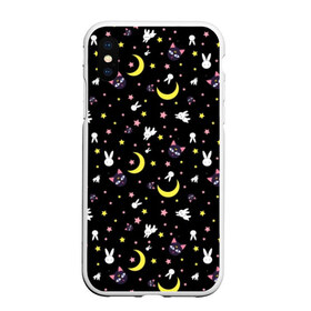 Чехол для iPhone XS Max матовый с принтом Sailor Moon Pattern , Силикон | Область печати: задняя сторона чехла, без боковых панелей | Тематика изображения на принте: аниме | детский | зайчик | зая | звезды | кролик | луна в матроске | матросска | месяц | милота | милый | небо | паттерн | сейлор мун | черный