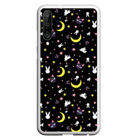 Чехол для Honor P30 с принтом Sailor Moon Pattern , Силикон | Область печати: задняя сторона чехла, без боковых панелей | Тематика изображения на принте: аниме | детский | зайчик | зая | звезды | кролик | луна в матроске | матросска | месяц | милота | милый | небо | паттерн | сейлор мун | черный