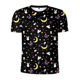 Мужская футболка 3D спортивная с принтом Sailor Moon Pattern , 100% полиэстер с улучшенными характеристиками | приталенный силуэт, круглая горловина, широкие плечи, сужается к линии бедра | Тематика изображения на принте: аниме | детский | зайчик | зая | звезды | кролик | луна в матроске | матросска | месяц | милота | милый | небо | паттерн | сейлор мун | черный