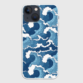 Чехол для iPhone 13 mini с принтом Морские волны ,  |  | background | blue | drawing | element | fashion | foam | graphics | illustration | ocean | picture | sea | storm | style | water | waves | wind | ветер | вода | волны | графика | иллюстрация | картинка | мода | море | морские | океан | пена | ри