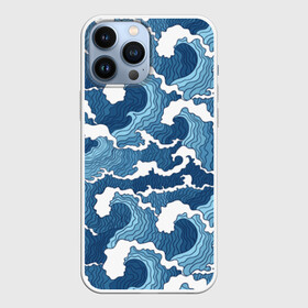 Чехол для iPhone 13 Pro Max с принтом Морские волны ,  |  | background | blue | drawing | element | fashion | foam | graphics | illustration | ocean | picture | sea | storm | style | water | waves | wind | ветер | вода | волны | графика | иллюстрация | картинка | мода | море | морские | океан | пена | ри