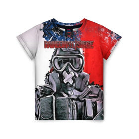 Детская футболка 3D с принтом Rainbow Six: Siege , 100% гипоаллергенный полиэфир | прямой крой, круглый вырез горловины, длина до линии бедер, чуть спущенное плечо, ткань немного тянется | pvp | воин | герой | дым | огонь | оружия | пламя | призрак | снайпер | сражения | тактический | туман | шутер