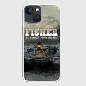 Чехол для iPhone 13 mini с принтом Профессиональный рыбак ,  |  | Тематика изображения на принте: fish | fisher | fisherman | fishman | анорак | костюм для рыбалки | костюм рыбака | лодка | непогода | подарок рыбаку | профессиональный рыбак | рыба | рыбаку | рыбалка | рыбацкая | шторм | шхуна