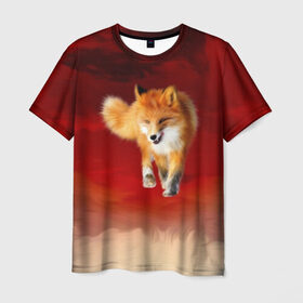 Мужская футболка 3D с принтом Огненная Лиса , 100% полиэфир | прямой крой, круглый вырез горловины, длина до линии бедер | fire fox | firefox | fox | fox say | ylvis   the fox | главное фыр | кицунэ | лиза | лиса | лисичка | мемасики | мемы | огонь | фыр фыр | хитрая лиса | я хочу фырфыр