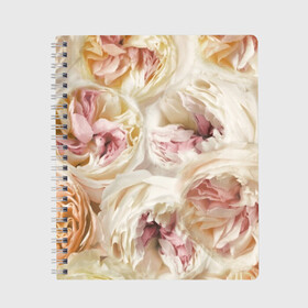 Тетрадь с принтом Нежные Пионы , 100% бумага | 48 листов, плотность листов — 60 г/м2, плотность картонной обложки — 250 г/м2. Листы скреплены сбоку удобной пружинной спиралью. Уголки страниц и обложки скругленные. Цвет линий — светло-серый
 | Тематика изображения на принте: букет | красивый | милый | пион | роза | розовый | розочка | свадебный | флористика | цветок | цветы