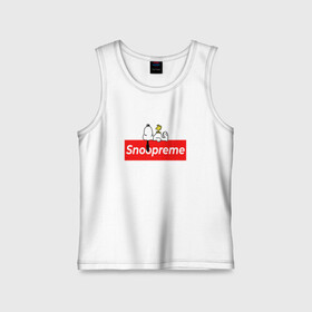 Детская майка хлопок с принтом Snoopreme ,  |  | snoopy | supreme | бигль | комиксы | мода | мульт | надпись | пес | птенец | птица | снупи | собака | суприм | тренд | щенок