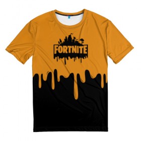 Мужская футболка 3D с принтом FORTNITE - Black&Orange , 100% полиэфир | прямой крой, круглый вырез горловины, длина до линии бедер | Тематика изображения на принте: 