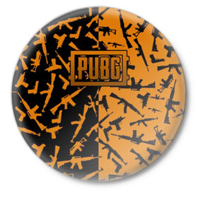 Значок с принтом PUBG ,  металл | круглая форма, металлическая застежка в виде булавки | 