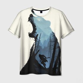 Мужская футболка 3D с принтом Хищник , 100% полиэфир | прямой крой, круглый вырез горловины, длина до линии бедер | animal | животное | зверь | лес | медведь | охотник | хищник