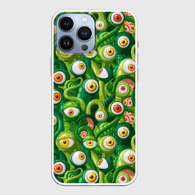 Чехол для iPhone 13 Pro Max с принтом Щупальца с глазами ,  |  | aliens | background | cartoons | children | eyes | fashion | funny | i | monsters | pattern | red | scary | style | весёлые | глаза | графика | детский | иллюстрация | инопланетяне | картинка | красные | мода | мультяшные | орнамент | персонажи