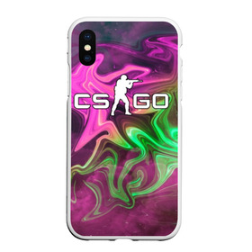 Чехол для iPhone XS Max матовый с принтом CS GO , Силикон | Область печати: задняя сторона чехла, без боковых панелей | Тематика изображения на принте: counter | counter strike | cs | cs go | go | neon | strike | автомат | ака 47 | дигл | контер страйк | кс го | м4а4 | пистолет | скин