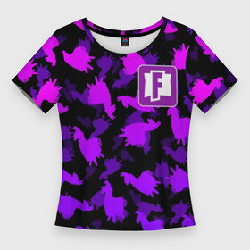 Женская футболка 3D Slim с принтом Fortnite (Лама) 2 ,  |  | fortnite | game | ninja | online. twitch | битва | игра | камуфляж | король | ниндзя | онлайн | твич | форнайт | фортнайт