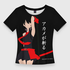 Женская футболка 3D Slim с принтом Куроме из Убийца Акаме ,  |  | akame ga kill | акаме | акамэ га киру | аниме | манга | ночной рейд