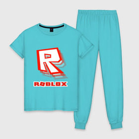 Женская пижама хлопок с принтом Roblox , 100% хлопок | брюки и футболка прямого кроя, без карманов, на брюках мягкая резинка на поясе и по низу штанин | play | roblox | детская | для детей | игра | онлайн | ребенку | роблокс | роболкс | симулятор