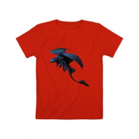 Детская футболка хлопок с принтом ночная фурия , 100% хлопок | круглый вырез горловины, полуприлегающий силуэт, длина до линии бедер | Тематика изображения на принте: how to train your dragon | night fury | беззубик | дракон | как приручить дракона | ночная фурия