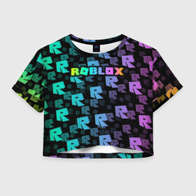 Женская футболка Cropp-top с принтом Roblox , 100% полиэстер | круглая горловина, длина футболки до линии талии, рукава с отворотами | roblox   массовая многопользовательская онлайн игра