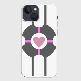 Чехол для iPhone 13 mini с принтом Куб Компаньон ,  |  | Тематика изображения на принте: companion | companion cube | cube | portal | portal 2 | source | steam | valve | белый | куб | полосы | портал | портал 2 | розовый | серый