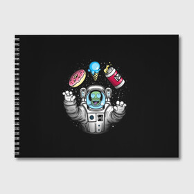 Альбом для рисования с принтом Гомер в космосе , 100% бумага
 | матовая бумага, плотность 200 мг. | bart | homer | lisa | simpsons | space | барт | гомер | космос | пончик | симпсоны