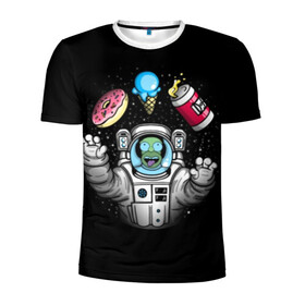 Мужская футболка 3D спортивная с принтом Гомер в космосе , 100% полиэстер с улучшенными характеристиками | приталенный силуэт, круглая горловина, широкие плечи, сужается к линии бедра | bart | homer | lisa | simpsons | space | барт | гомер | космос | пончик | симпсоны