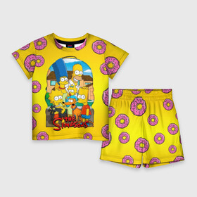 Детский костюм с шортами 3D с принтом Симпсоны (2) ,  |  | Тематика изображения на принте: bart | homer | lisa | simpsons | барт | гомер | лиза | мардж | пончик | симпсоны