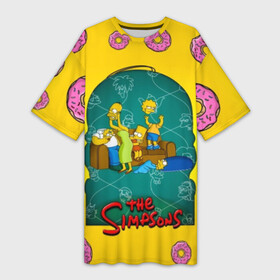 Платье-футболка 3D с принтом Симпсоны (3) ,  |  | bart | homer | lisa | simpsons | барт | гомер | лиза | мардж | пончик | симпсоны