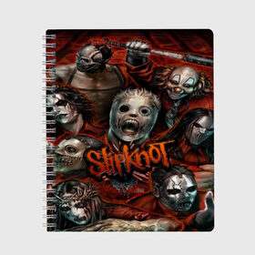 Тетрадь с принтом Slipknot , 100% бумага | 48 листов, плотность листов — 60 г/м2, плотность картонной обложки — 250 г/м2. Листы скреплены сбоку удобной пружинной спиралью. Уголки страниц и обложки скругленные. Цвет линий — светло-серый
 | альтернативный | американская | глэм | готик | гранж | группа | метал | модные | музыка | пост | рок | хард