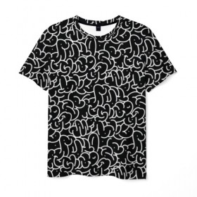 Мужская футболка 3D с принтом Graffiti Lines , 100% полиэфир | прямой крой, круглый вырез горловины, длина до линии бедер | 