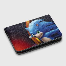 Картхолдер с принтом с принтом Sonic  , натуральная матовая кожа | размер 7,3 х 10 см; кардхолдер имеет 4 кармана для карт; | blue | hedgehog | movie | sonic | ёжик | синий | соник | фильм