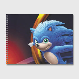Альбом для рисования с принтом Sonic , 100% бумага
 | матовая бумага, плотность 200 мг. | blue | hedgehog | movie | sonic | ёжик | синий | соник | фильм