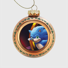 Стеклянный ёлочный шар с принтом Sonic , Стекло | Диаметр: 80 мм | blue | hedgehog | movie | sonic | ёжик | синий | соник | фильм