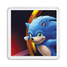 Магнит 55*55 с принтом Sonic , Пластик | Размер: 65*65 мм; Размер печати: 55*55 мм | blue | hedgehog | movie | sonic | ёжик | синий | соник | фильм