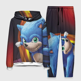 Мужской костюм 3D (с толстовкой) с принтом Sonic ,  |  | Тематика изображения на принте: blue | hedgehog | movie | sonic | ёжик | синий | соник | фильм