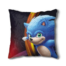 Подушка 3D с принтом Sonic , наволочка – 100% полиэстер, наполнитель – холлофайбер (легкий наполнитель, не вызывает аллергию). | состоит из подушки и наволочки. Наволочка на молнии, легко снимается для стирки | Тематика изображения на принте: blue | hedgehog | movie | sonic | ёжик | синий | соник | фильм