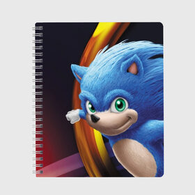 Тетрадь с принтом Sonic , 100% бумага | 48 листов, плотность листов — 60 г/м2, плотность картонной обложки — 250 г/м2. Листы скреплены сбоку удобной пружинной спиралью. Уголки страниц и обложки скругленные. Цвет линий — светло-серый
 | blue | hedgehog | movie | sonic | ёжик | синий | соник | фильм