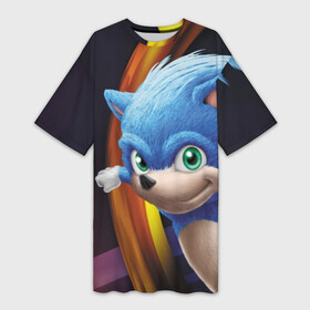 Платье-футболка 3D с принтом Sonic ,  |  | blue | hedgehog | movie | sonic | ёжик | синий | соник | фильм