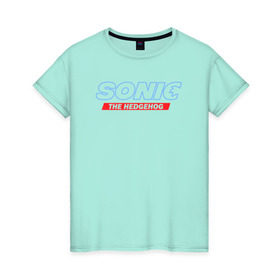 Женская футболка хлопок с принтом Соник Ёжик , 100% хлопок | прямой крой, круглый вырез горловины, длина до линии бедер, слегка спущенное плечо | blue | hedgehog | movie | sonic | ёжик | синий | соник | фильм